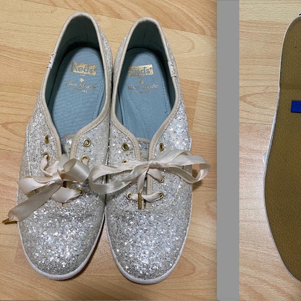 Kate Spade white glitter Keds